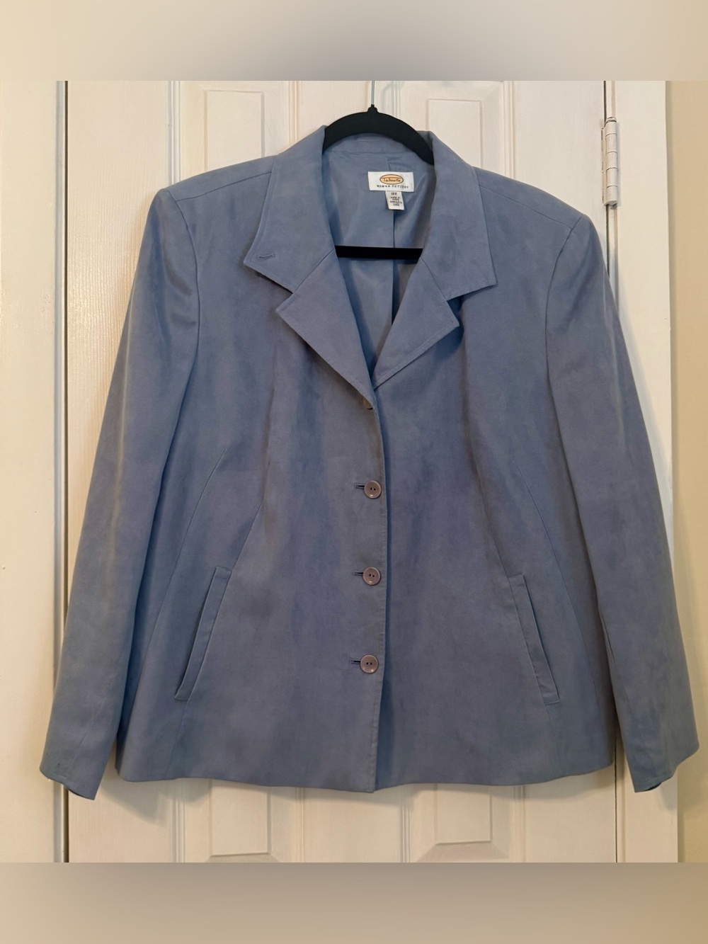 Talbots Powder Blue Suede Single-Breasted Blazer 18W Petite